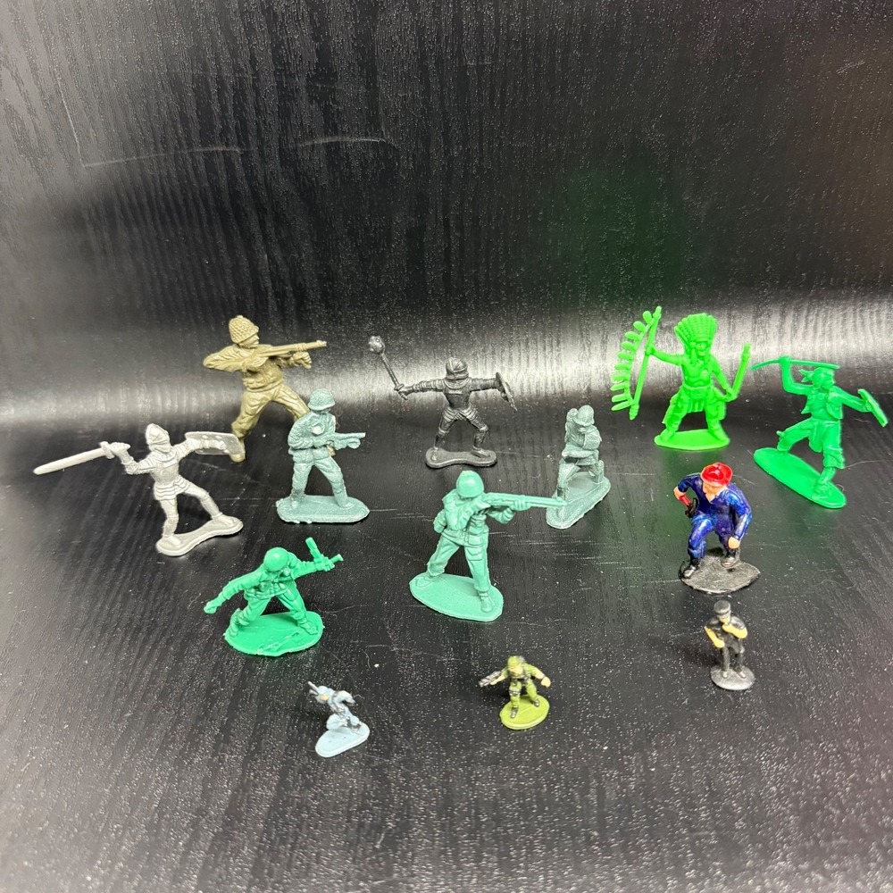 Some vintage Soldier & First Responder & micro machines toy lot of 13, 2 Knights